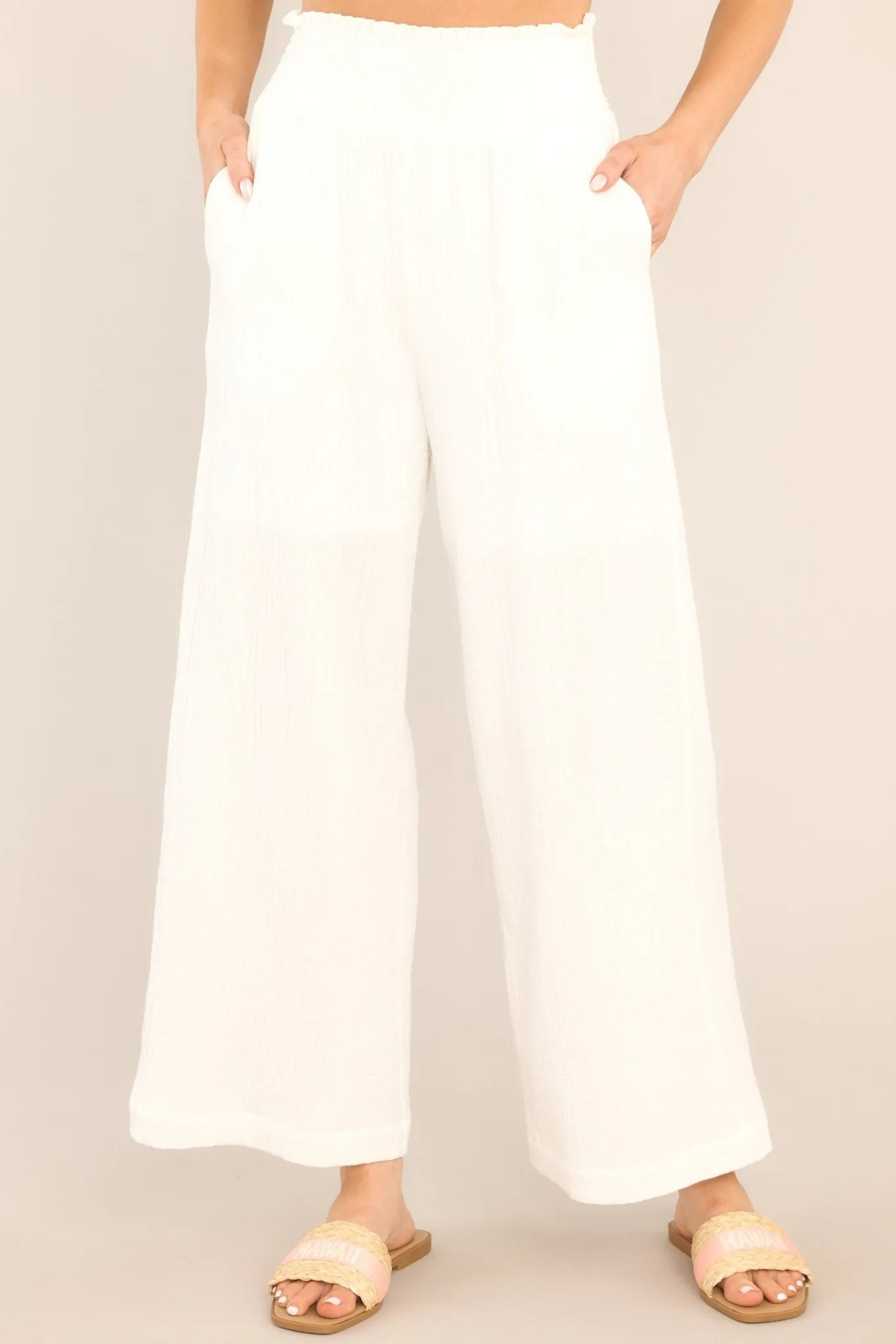 All Under Control Ivory Gauze Beach Pants