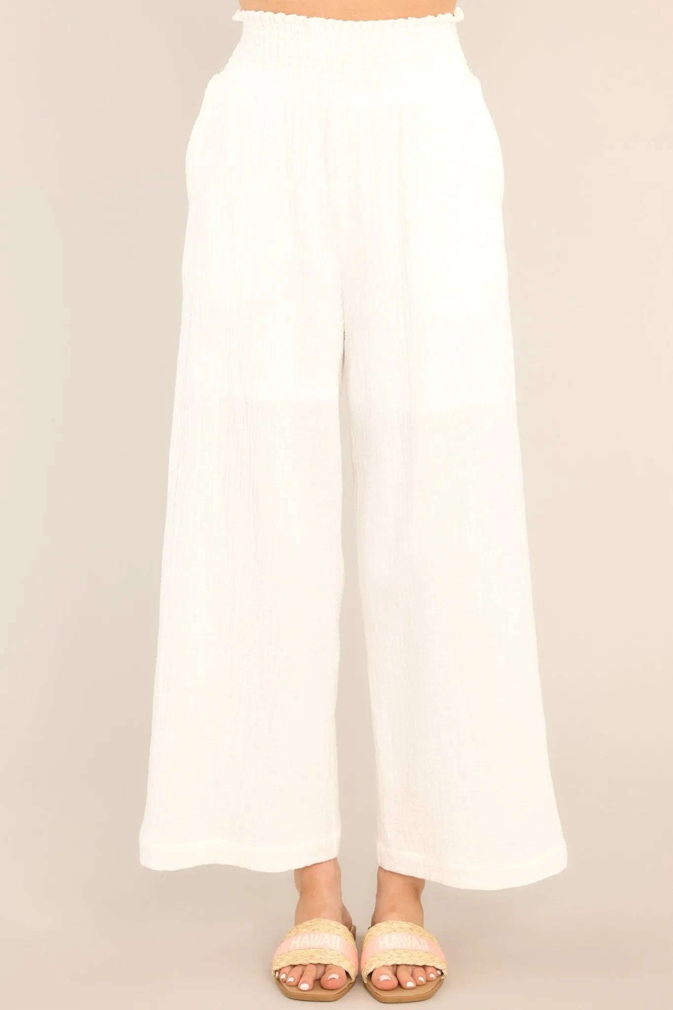 All Under Control Ivory Gauze Beach Pants