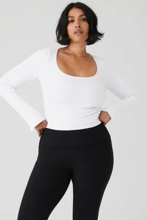 Alosoft Ribbed Show Stopper Long Sleeve Top - White