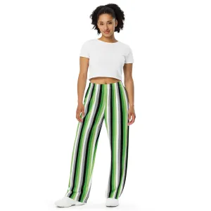 Aromantic Pride Flag Wide-Leg Pants