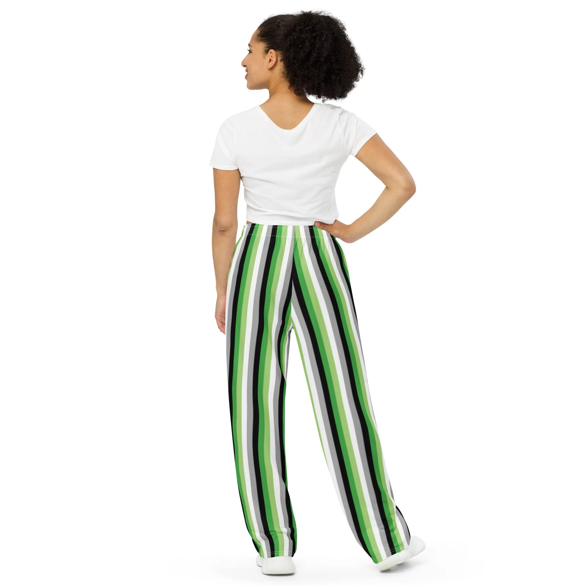 Aromantic Pride Flag Wide-Leg Pants