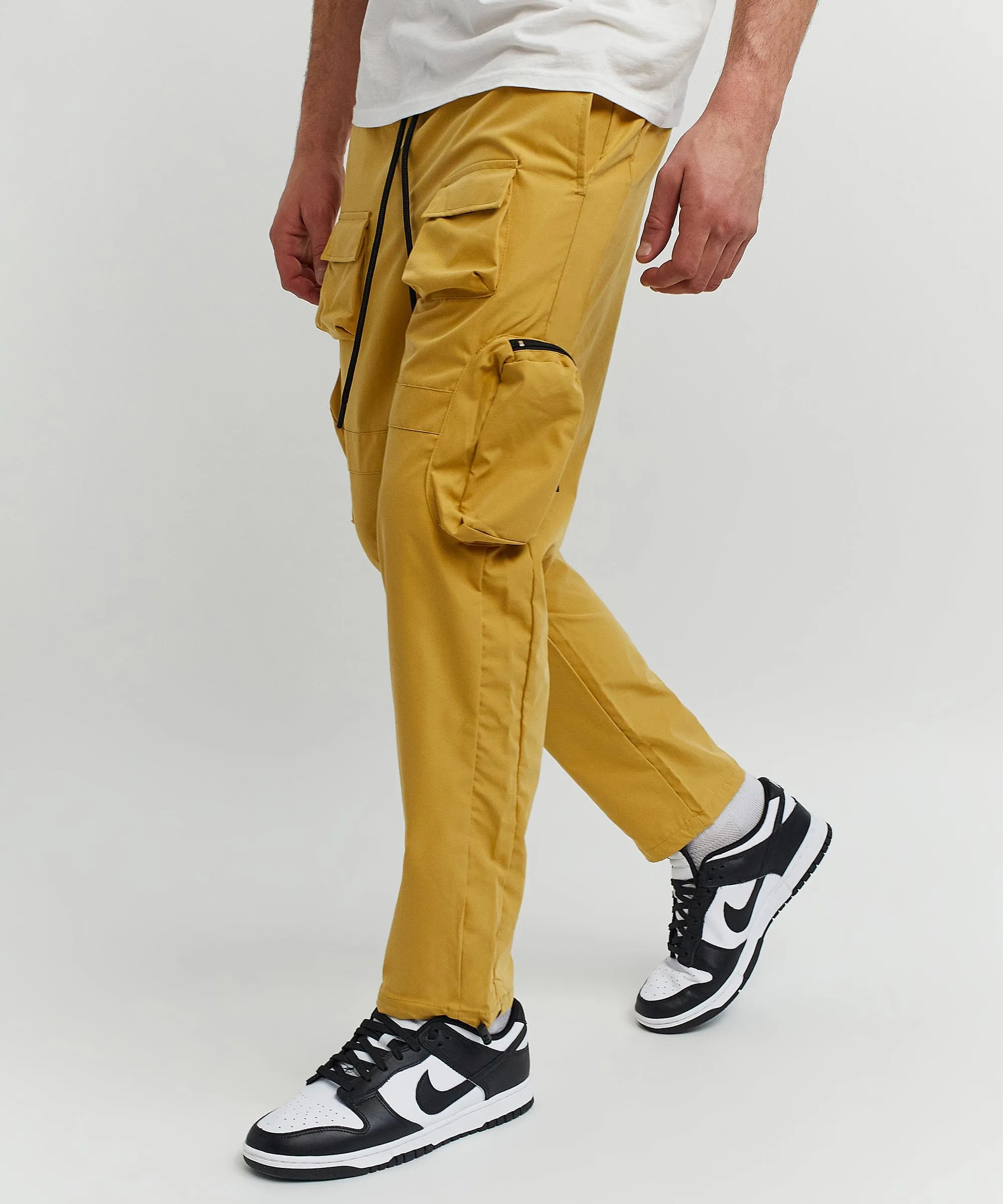 Bader Cotton Twill Color Block Utility Joggers - Tan