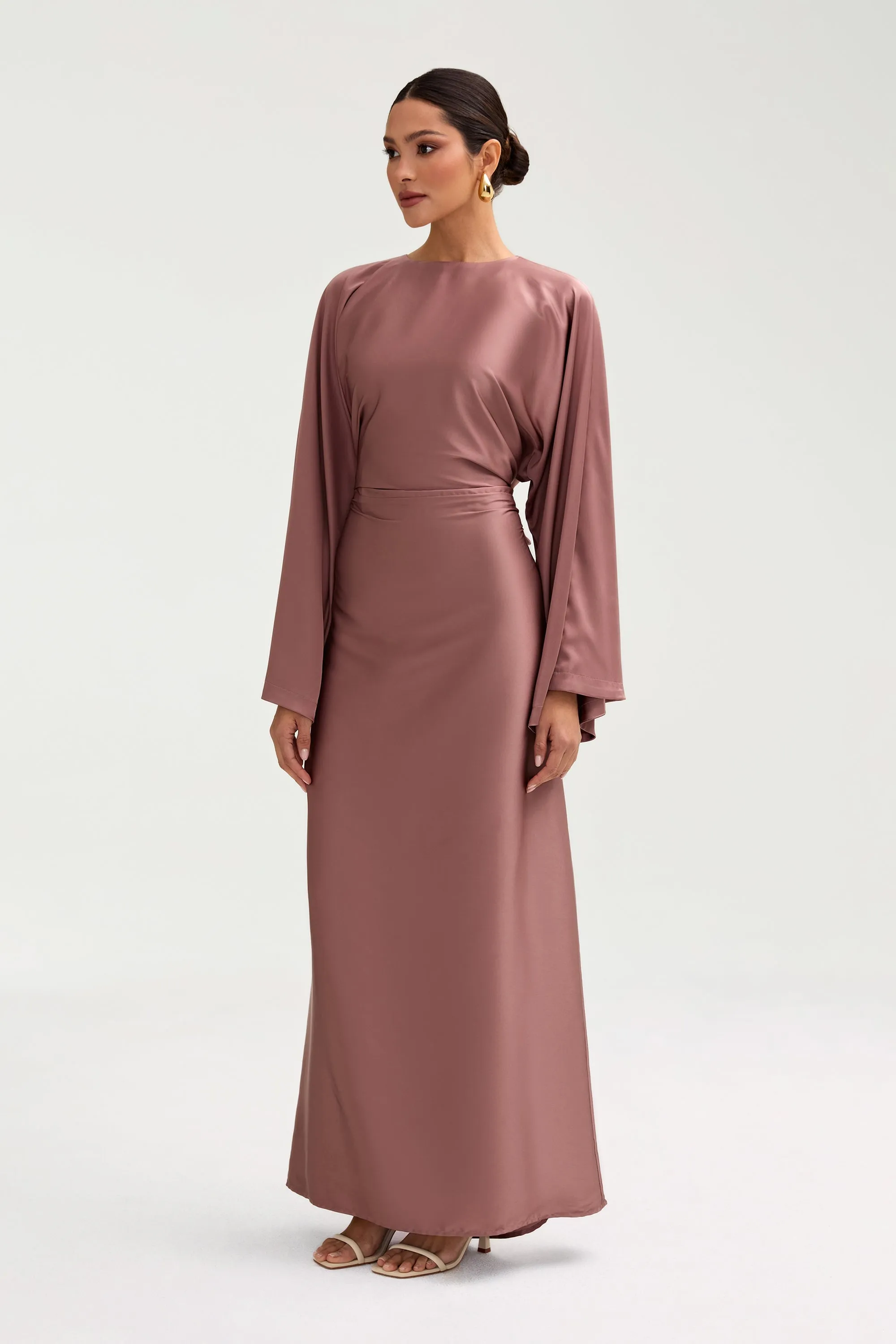 Batool Satin Maxi Dress - Dusky Mauve