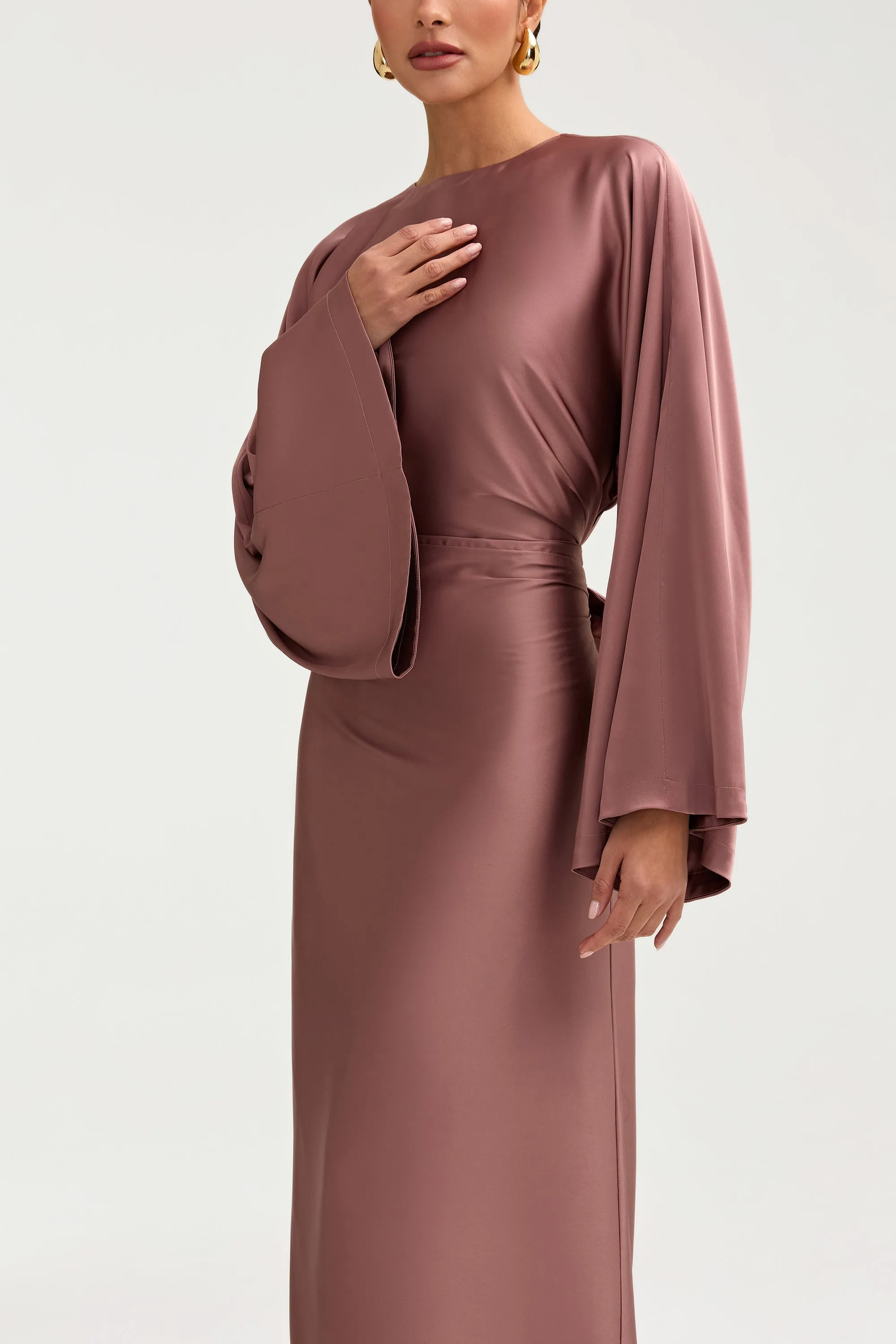 Batool Satin Maxi Dress - Dusky Mauve