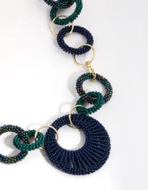 Bead Interlock Hoop Necklace