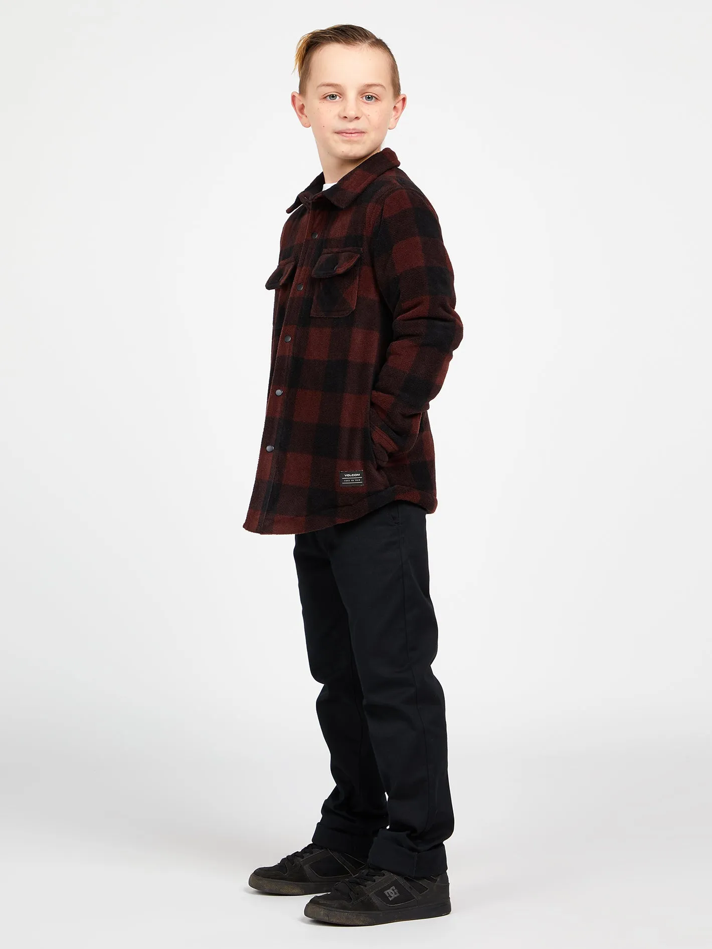 Big Boys Bowered Fleece Long Sleeve Shirt - Mahogany