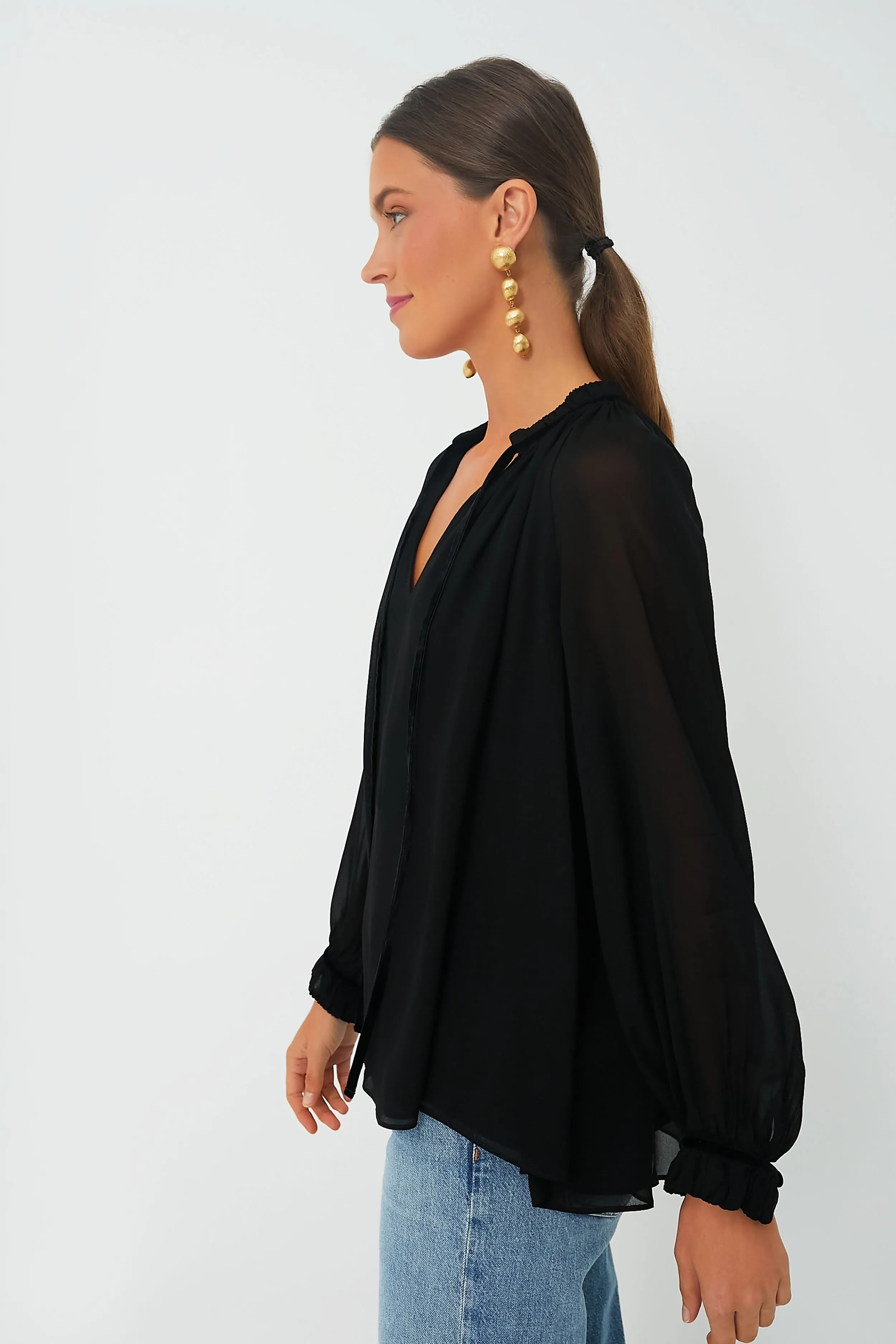 Black Allison Tie Blouse