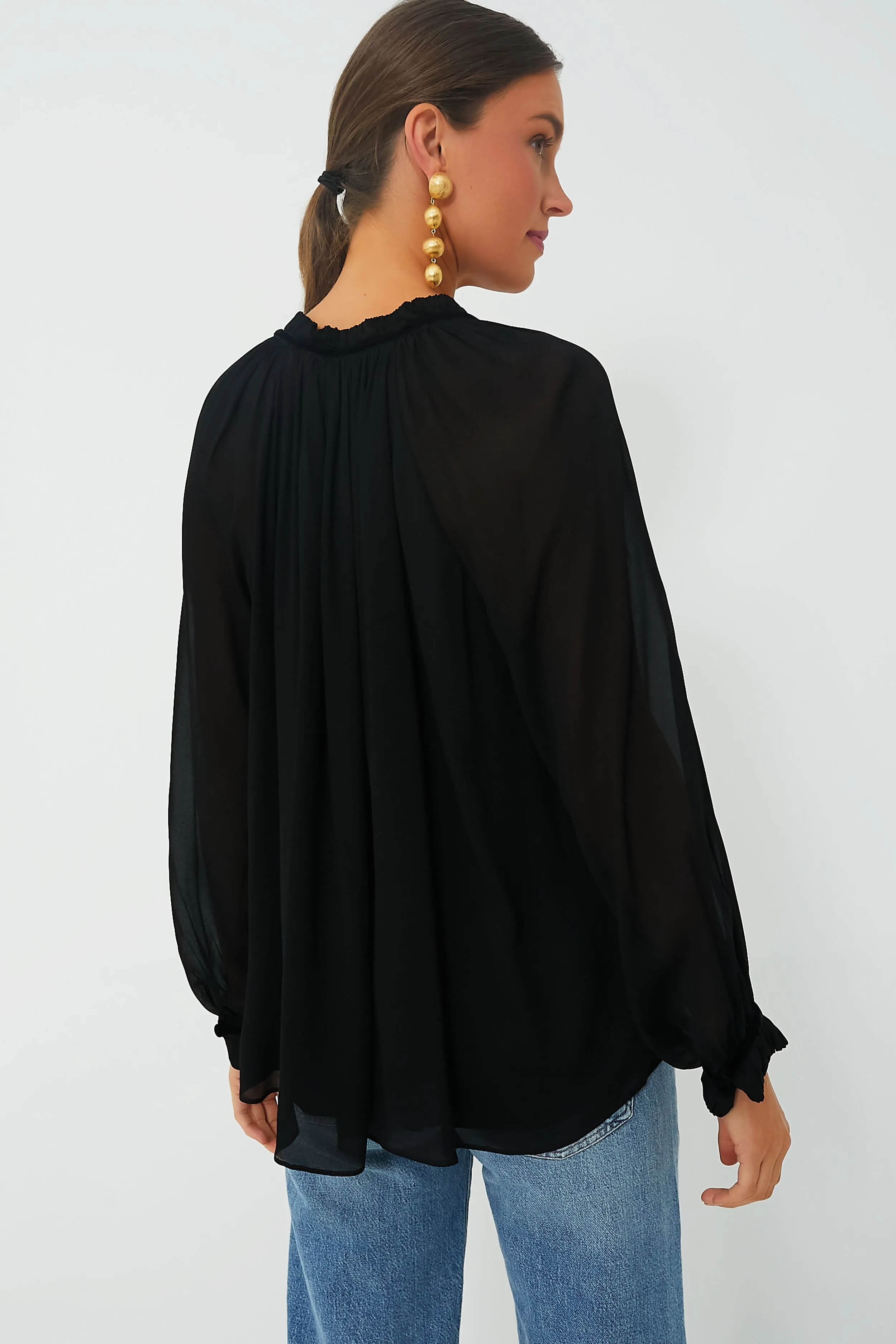 Black Allison Tie Blouse