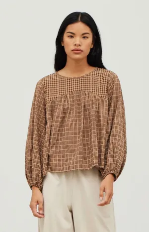 Brown Plaid Mixed Top