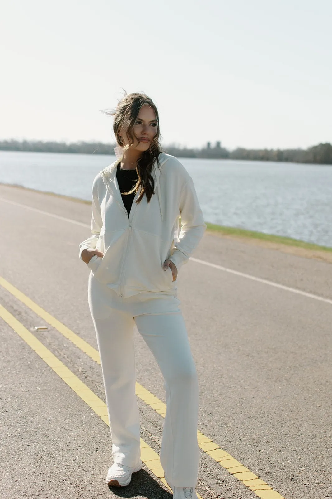 Cream High Waist Sweatpants