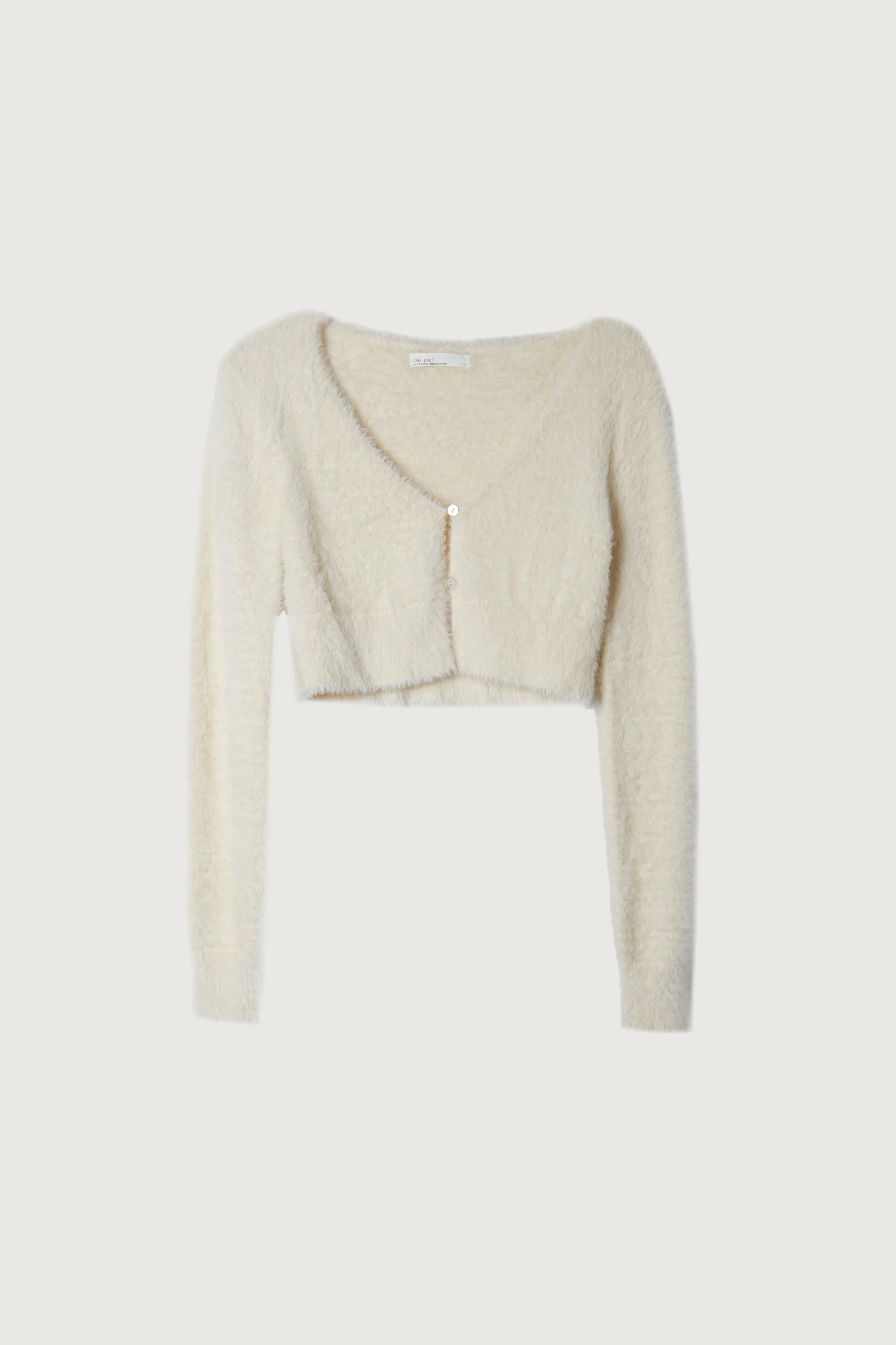 CROPPED FUZZY CARDIGAN