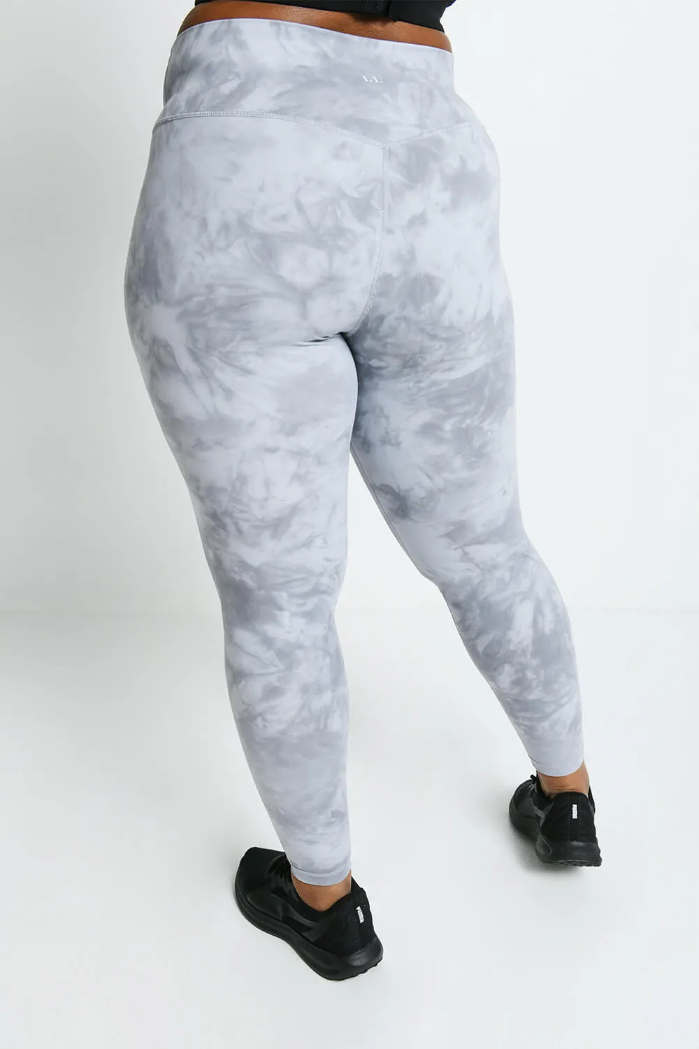 Curve Revitalise High Waisted Leggings - Sky Grey Tie Dye