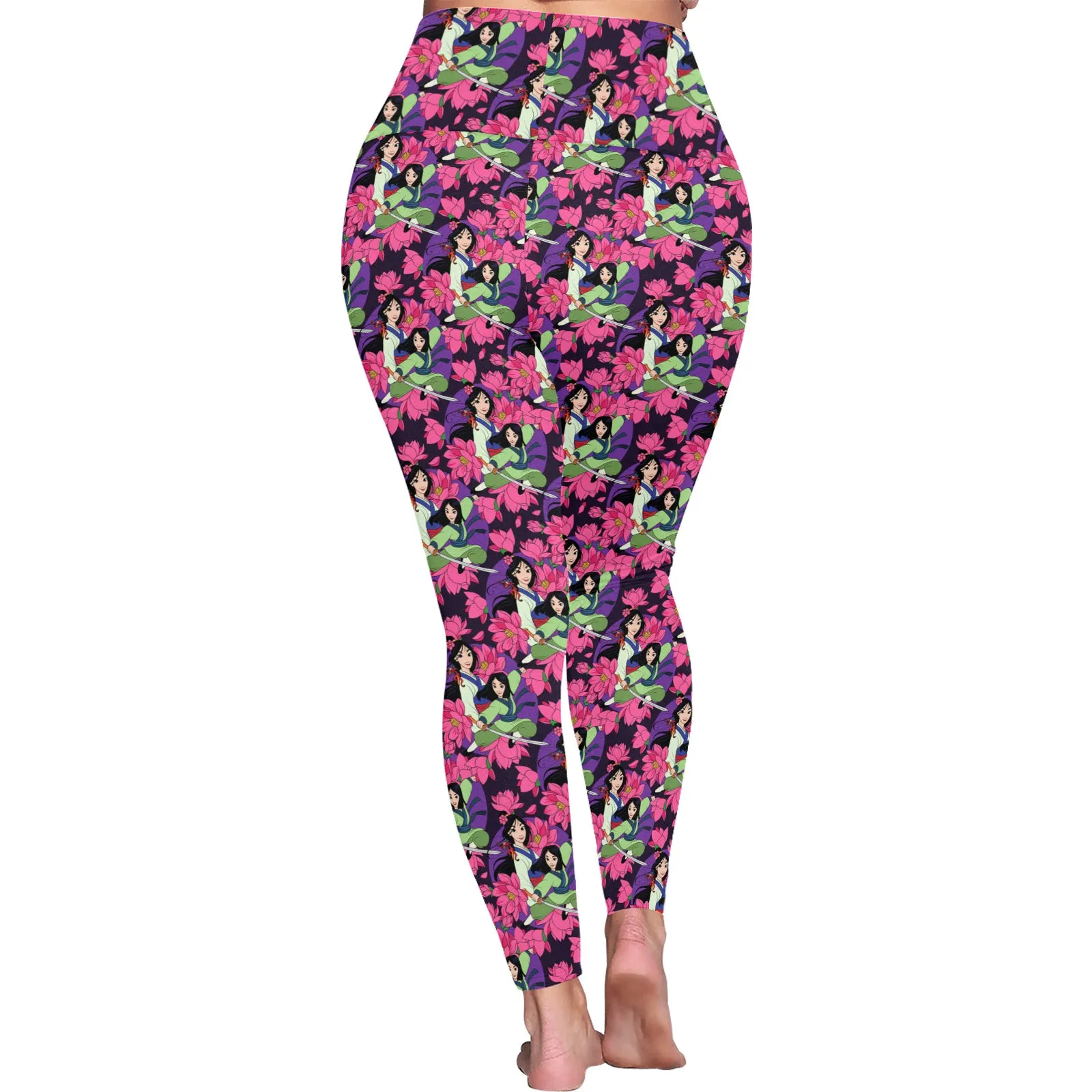 Disney Mulan Blooming Flowers Women's Plus Size Athletic Leggings