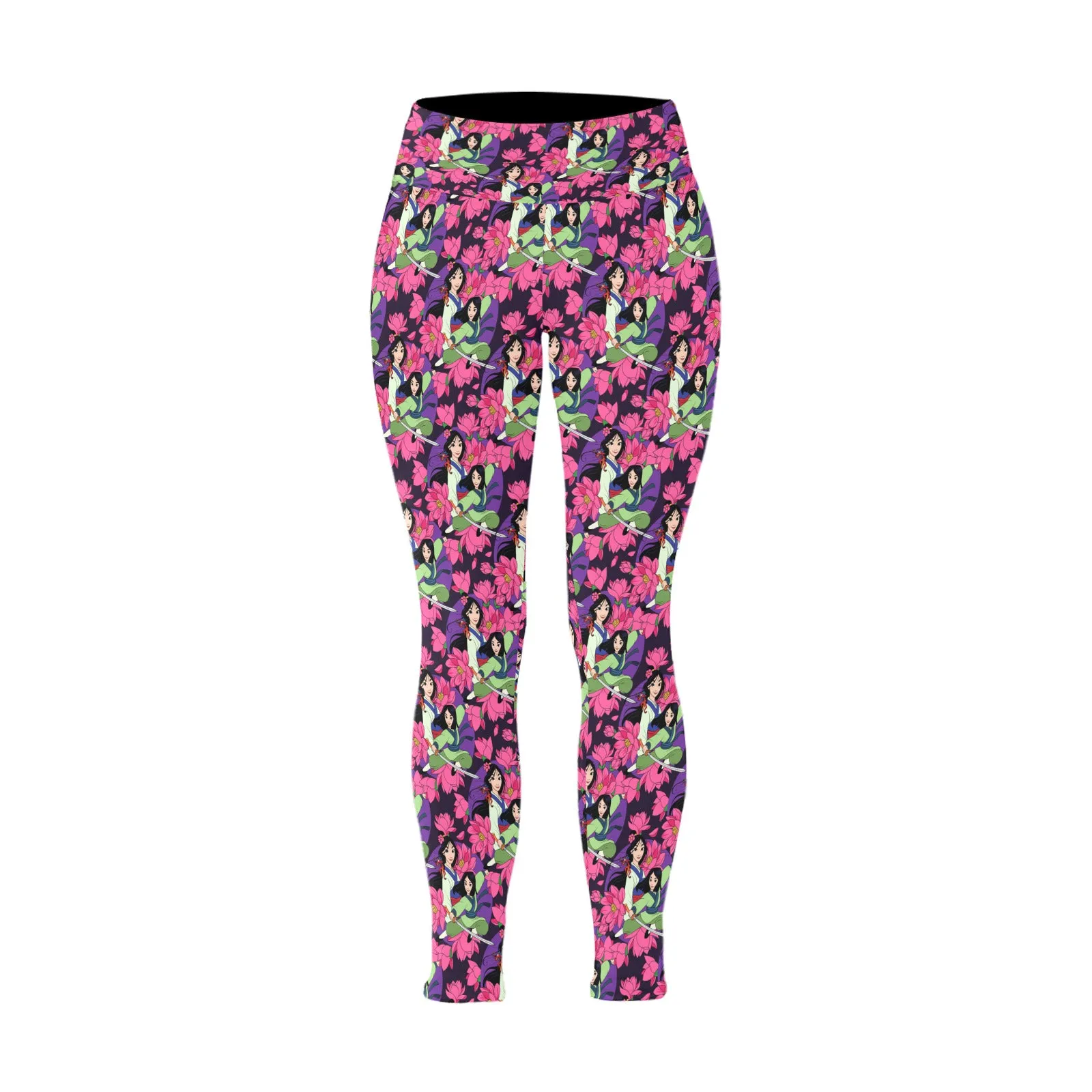 Disney Mulan Blooming Flowers Women's Plus Size Athletic Leggings