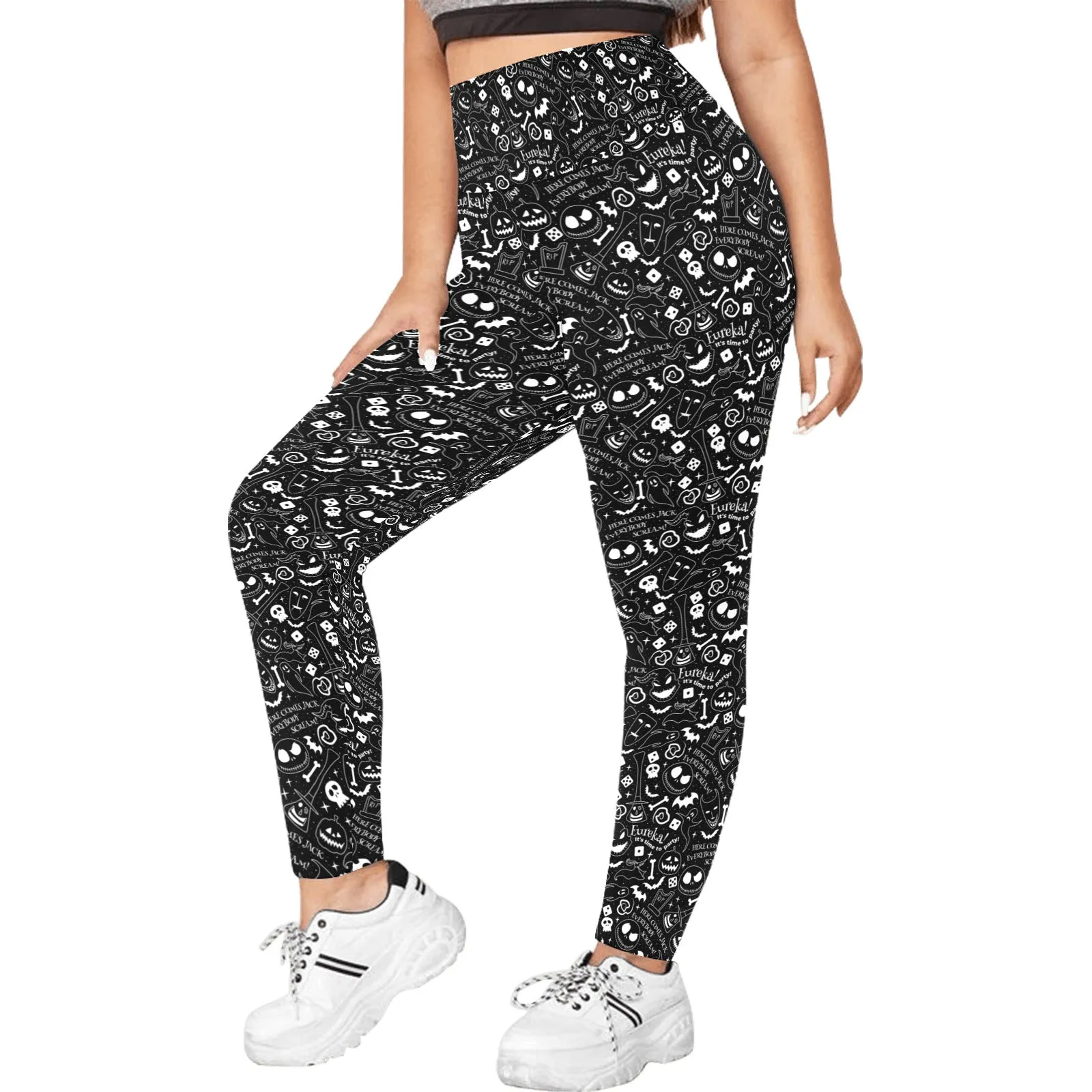 Disney Nightmare Before Christmas Everybody Scream Women's Plus Size Athletic Leggings