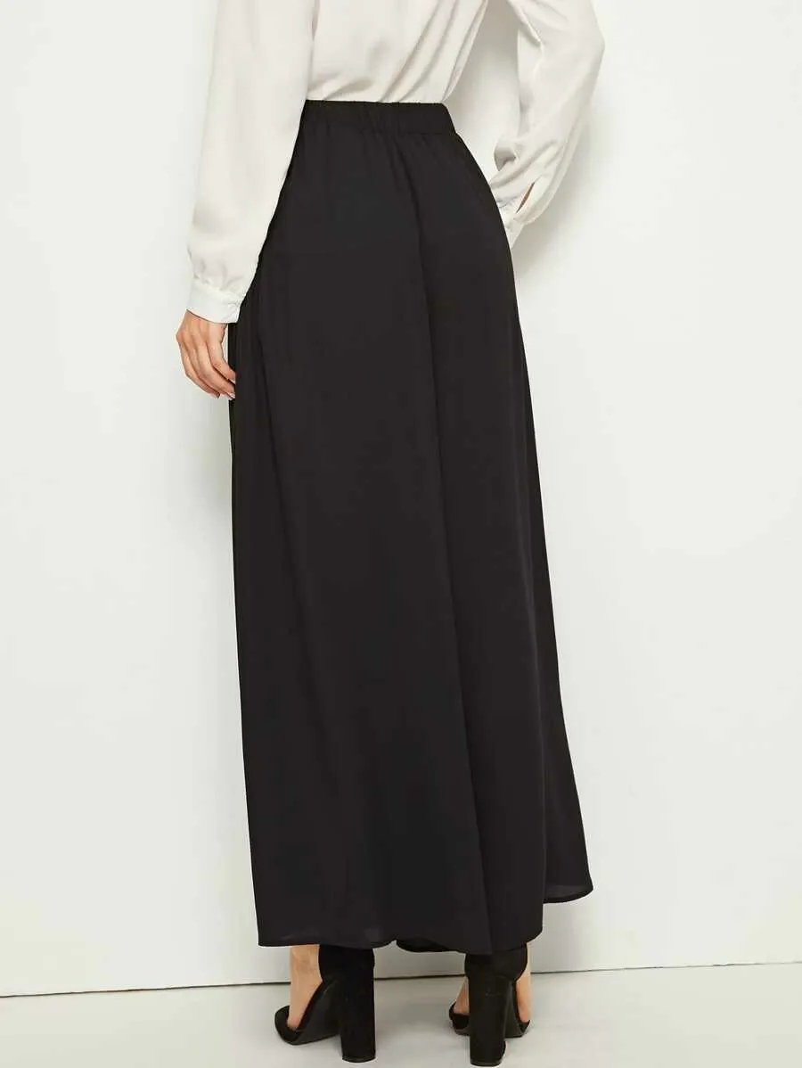 Elastic Waist Tie Front Super Palazzo Pants