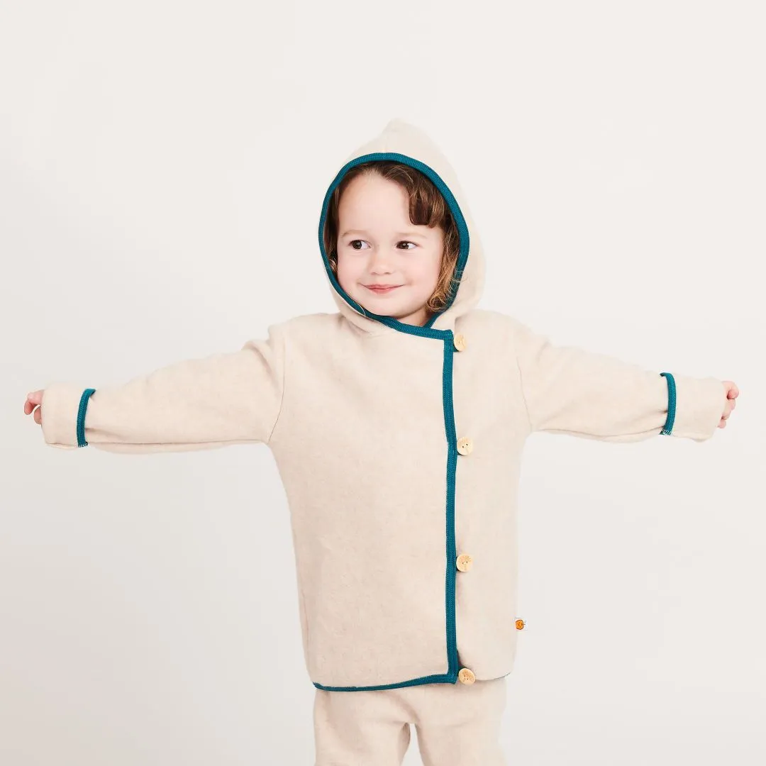 Fleece baby jacket "Fleece Nude Marl/Petrol"