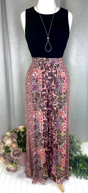 Floral Print Dusty Plum Wide Leg Pants