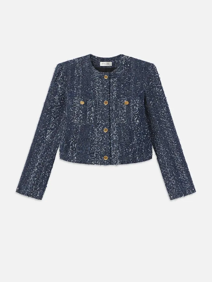 Frame - Denim Boucle Jacket in Blue Magic