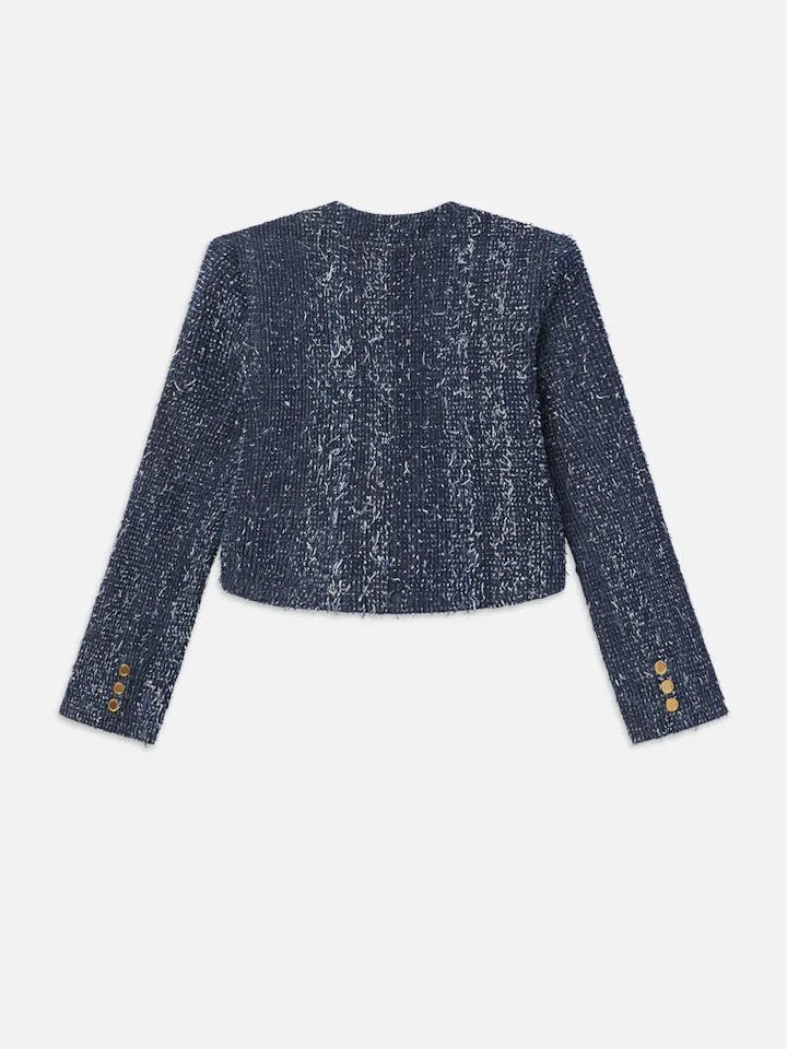 Frame - Denim Boucle Jacket in Blue Magic