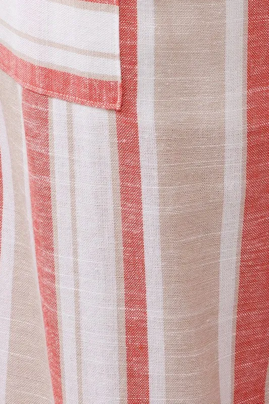 Gilli Linen Coral Striped Weekend Pants