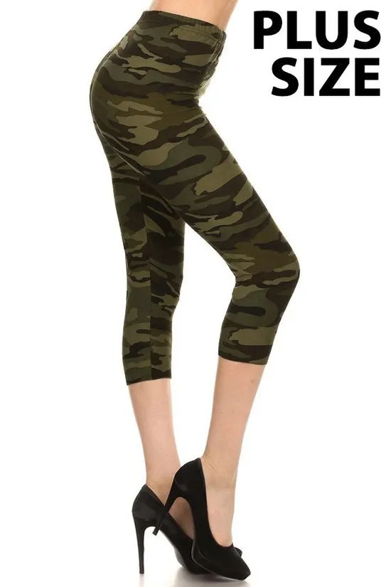 Green Camo Plus Capri