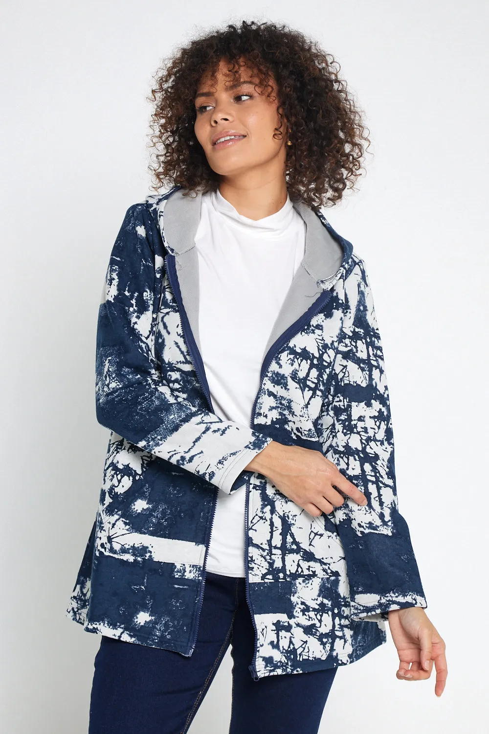 Hastings Fleece Lined Jacket - Navy/White