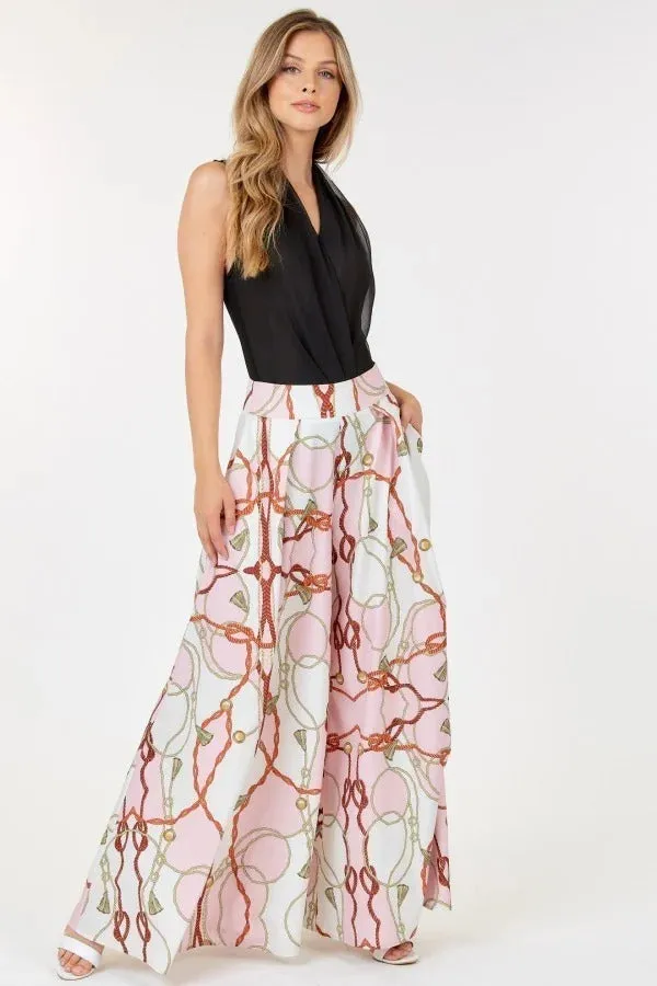 High Waist Wide Leg Printed Palazzo Pants - Ships from The US