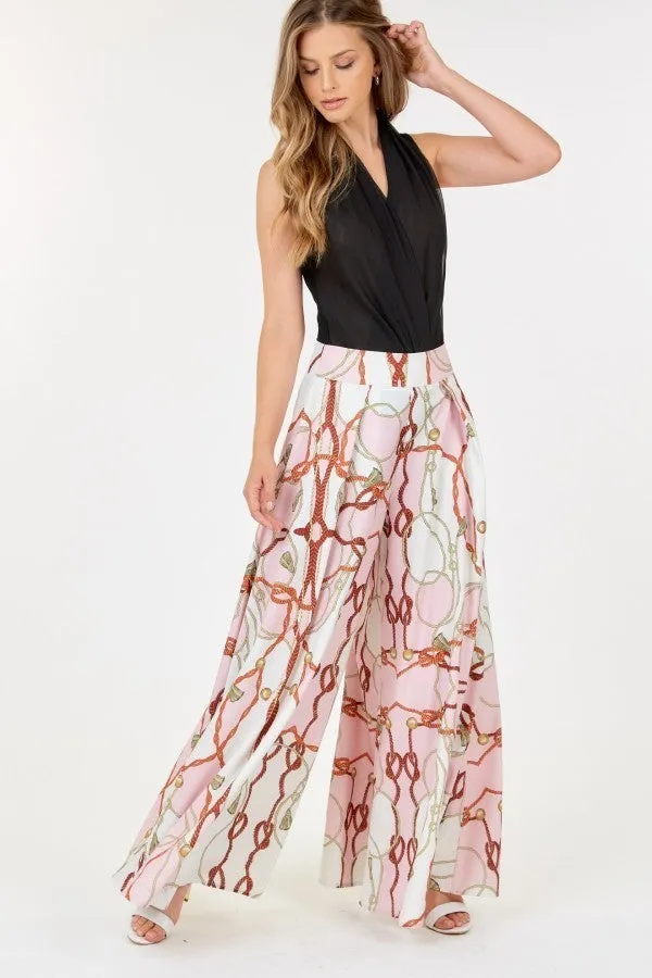 High Waist Wide Leg Printed Palazzo Pants - Ships from The US