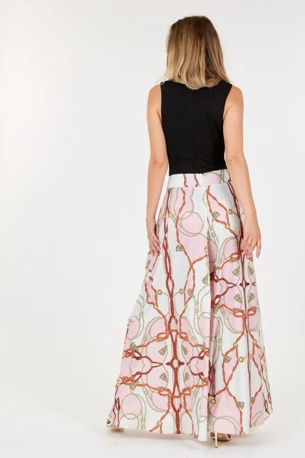 High Waist Wide Leg Printed Palazzo Pants - Ships from The US