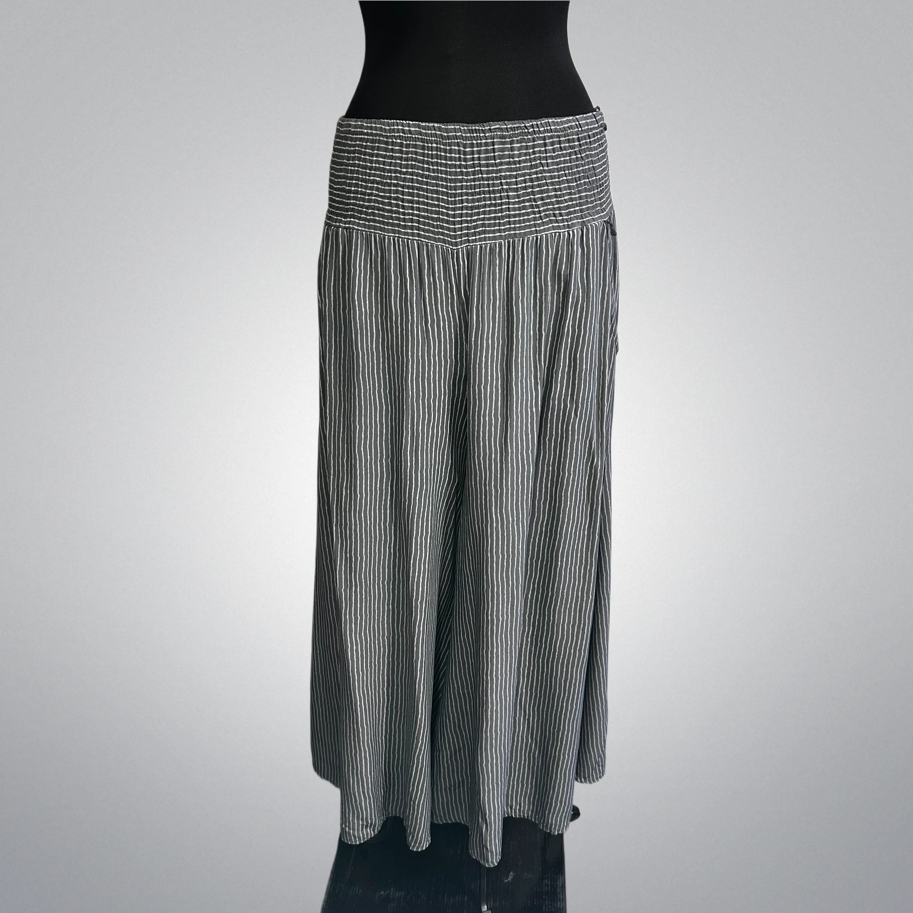 Italian Striped Wide Leg Pants With Pockets