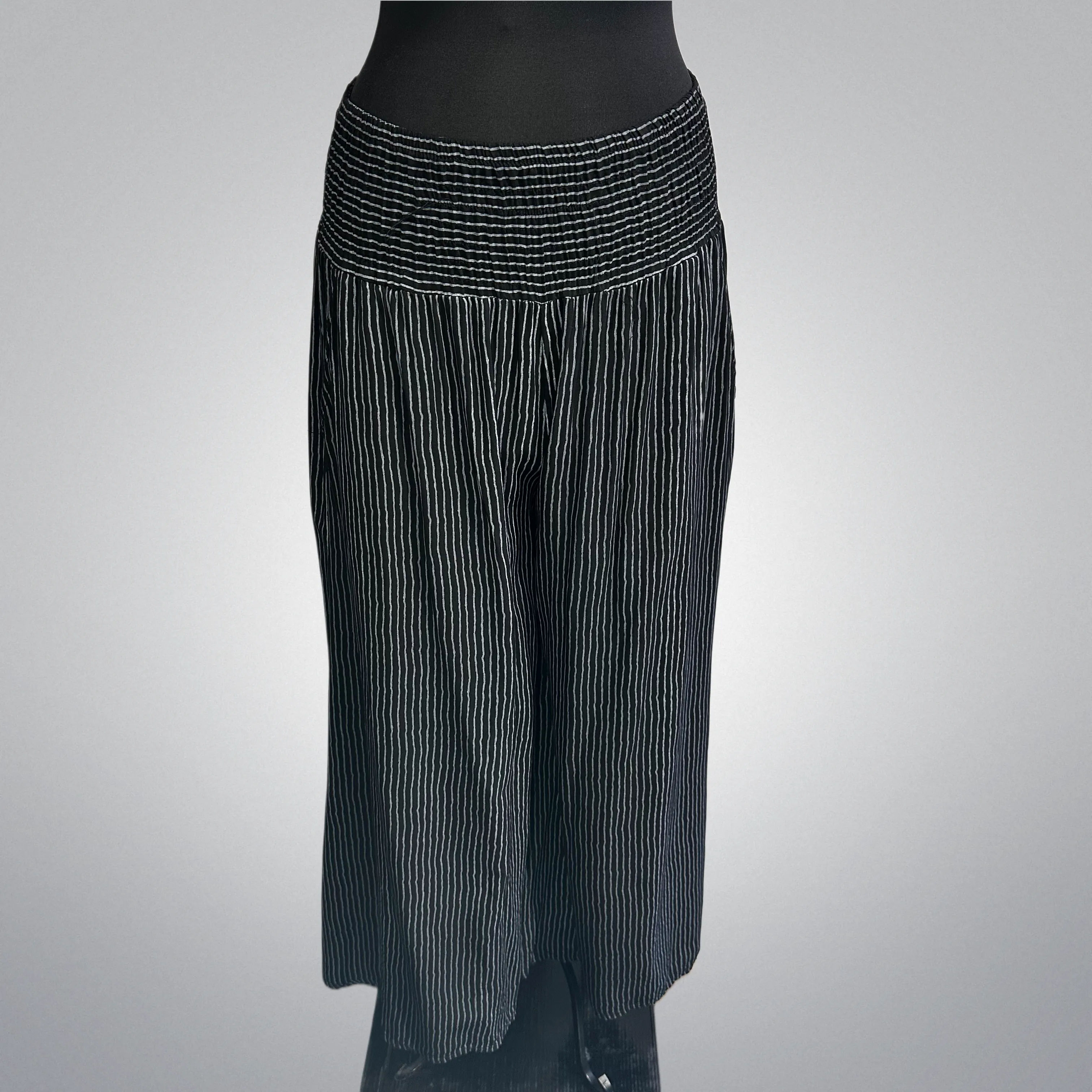 Italian Striped Wide Leg Pants With Pockets