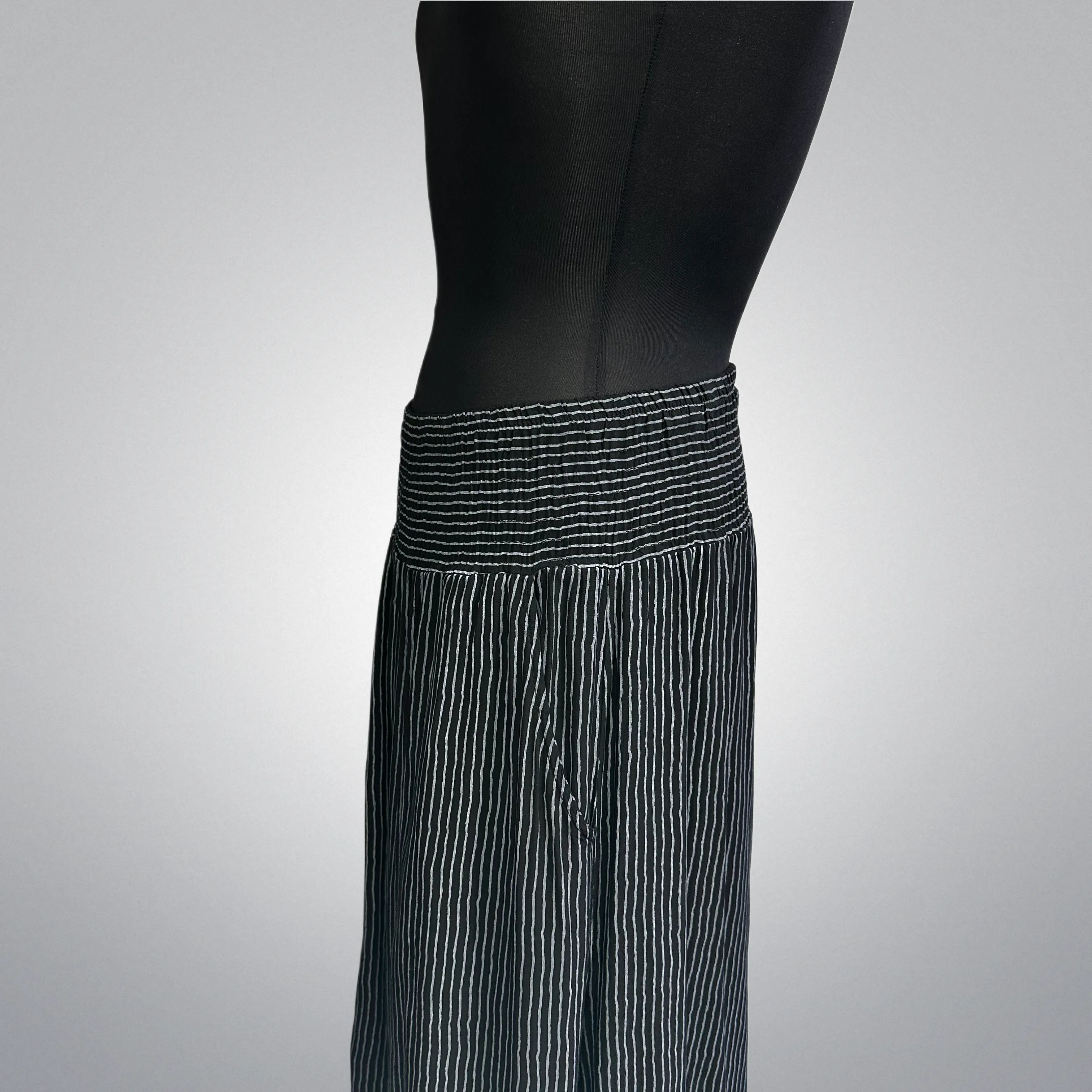 Italian Striped Wide Leg Pants With Pockets