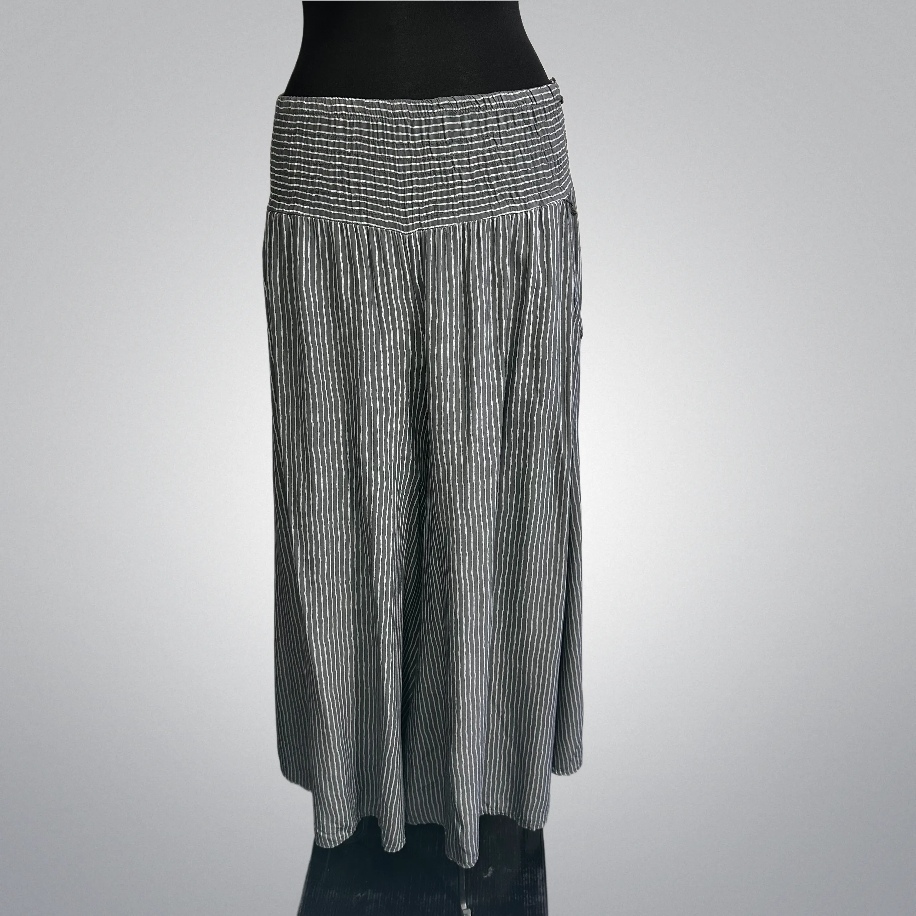 Italian Striped Wide Leg Pants With Pockets