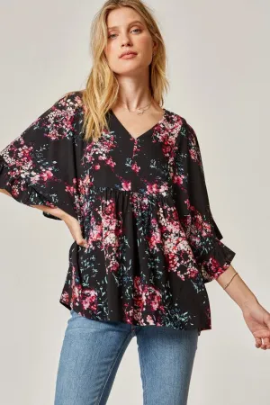 Kamila Floral Poncho Style Top