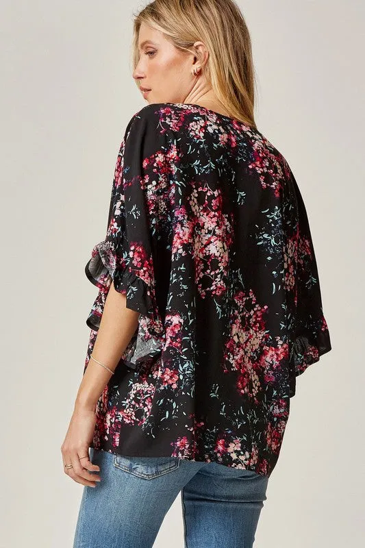 Kamila Floral Poncho Style Top