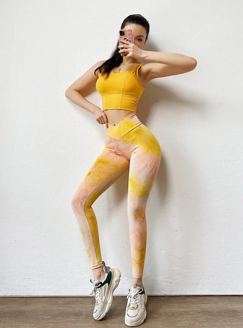 kukubird Fitness Legging - Tie Dye Yellow