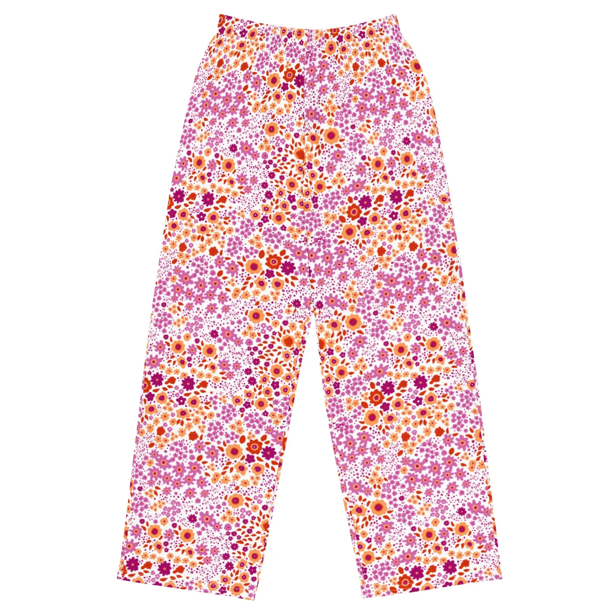 Lesbian Flowers Wide-Leg Pants