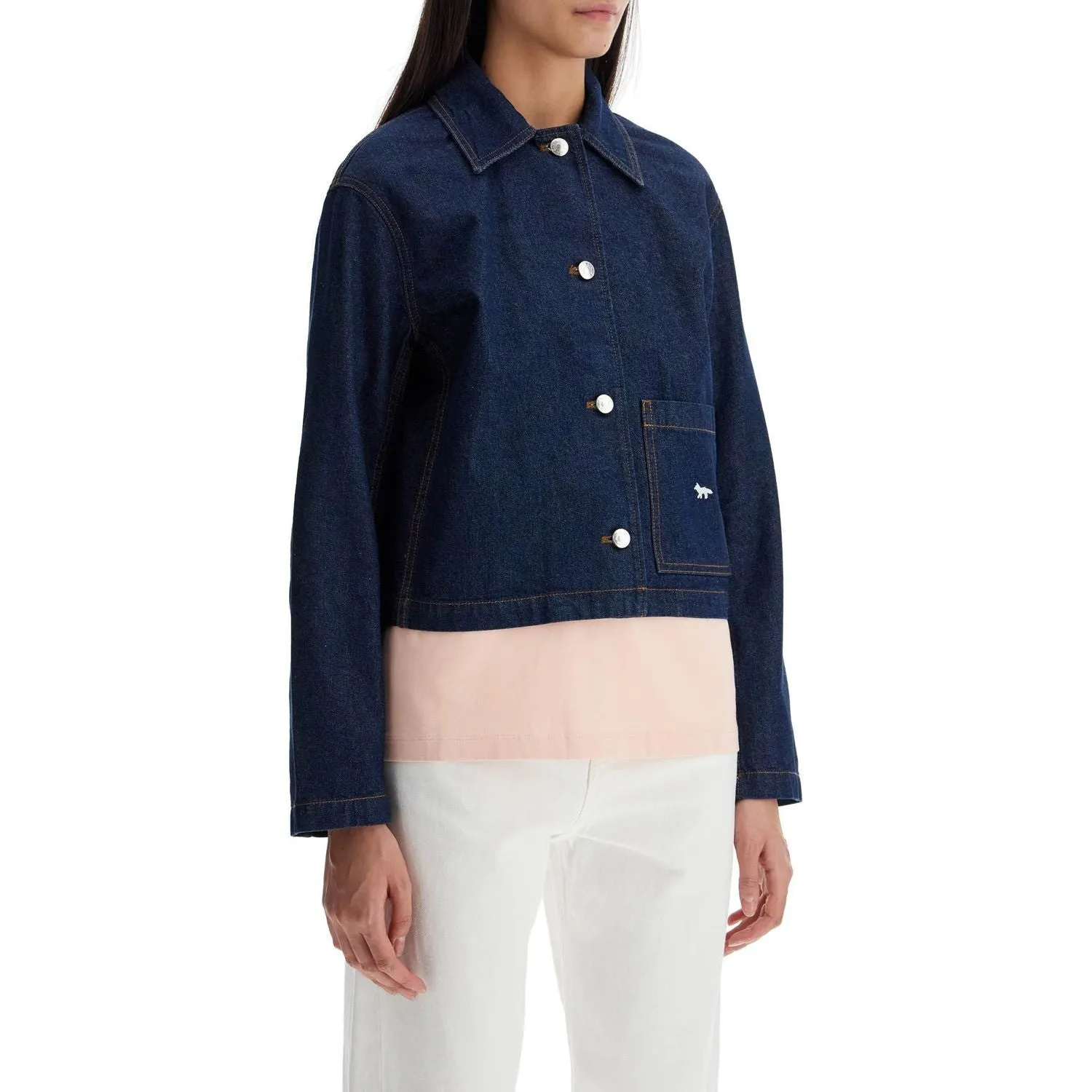 Maison Kitsune cropped denim jacket for women