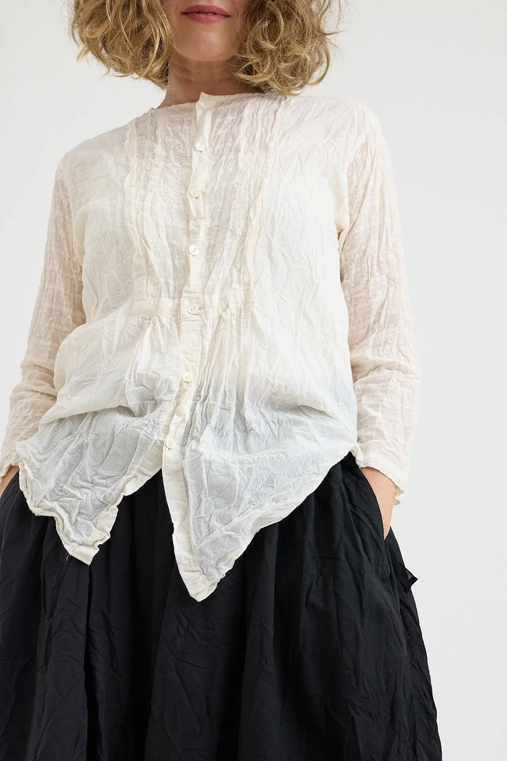 Pas de Calais - Patchwork Collarless Blouse