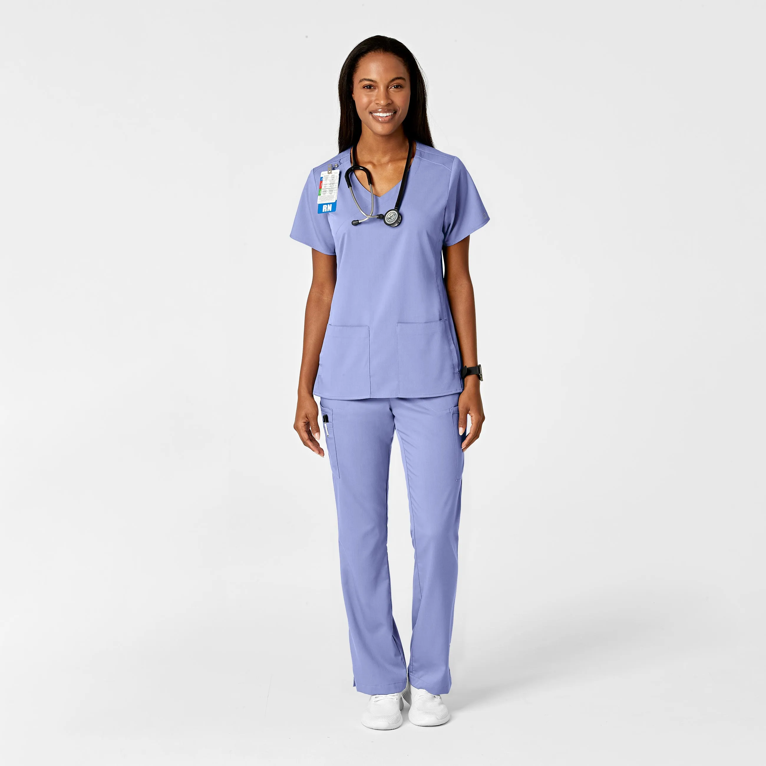 PRO Women's Moderate Flare Leg Scrub Pant - Ceil Blue