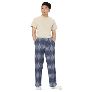 Recursia Argyle Rewired Men's Wide Leg Pants In Blue