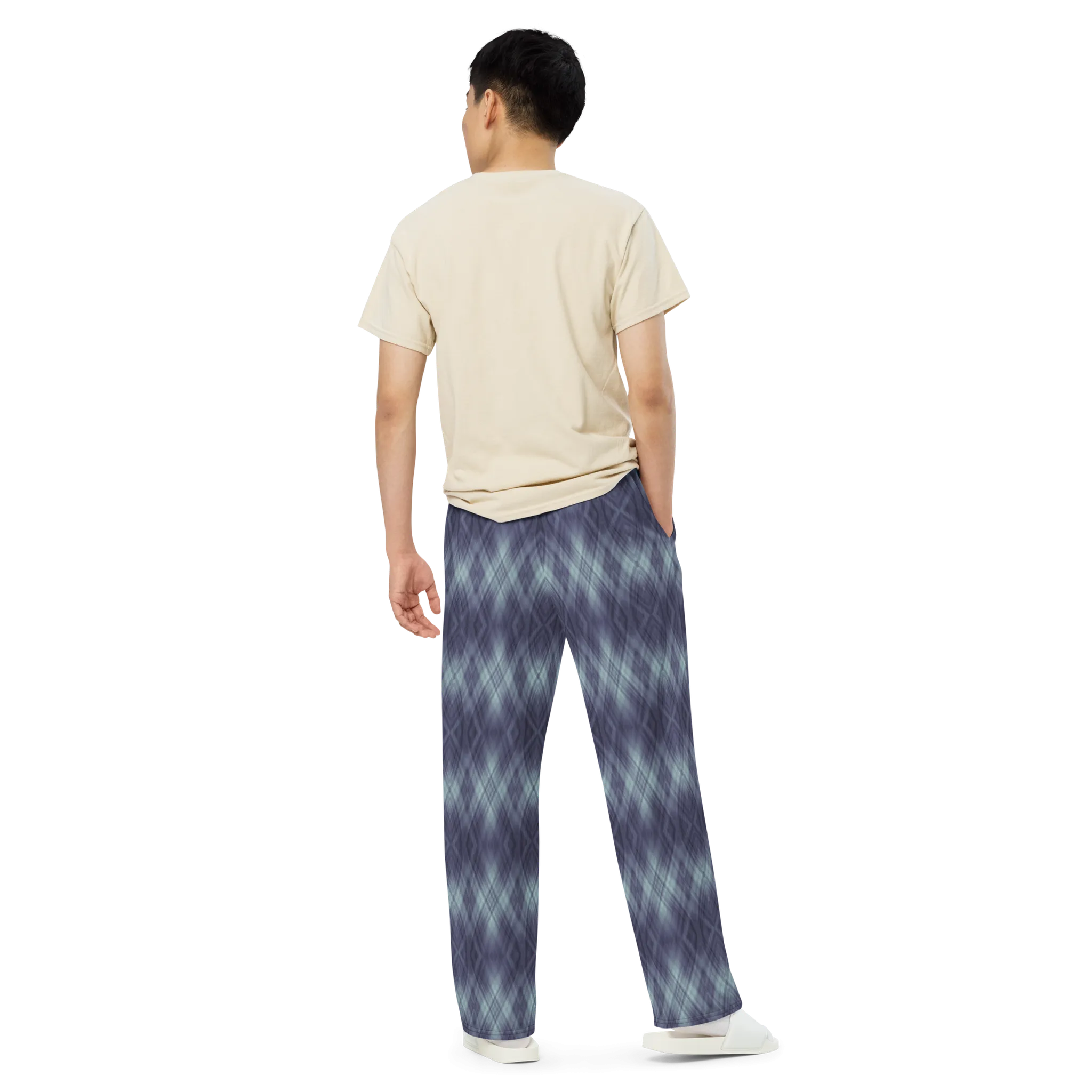 Recursia Argyle Rewired Men's Wide Leg Pants In Blue