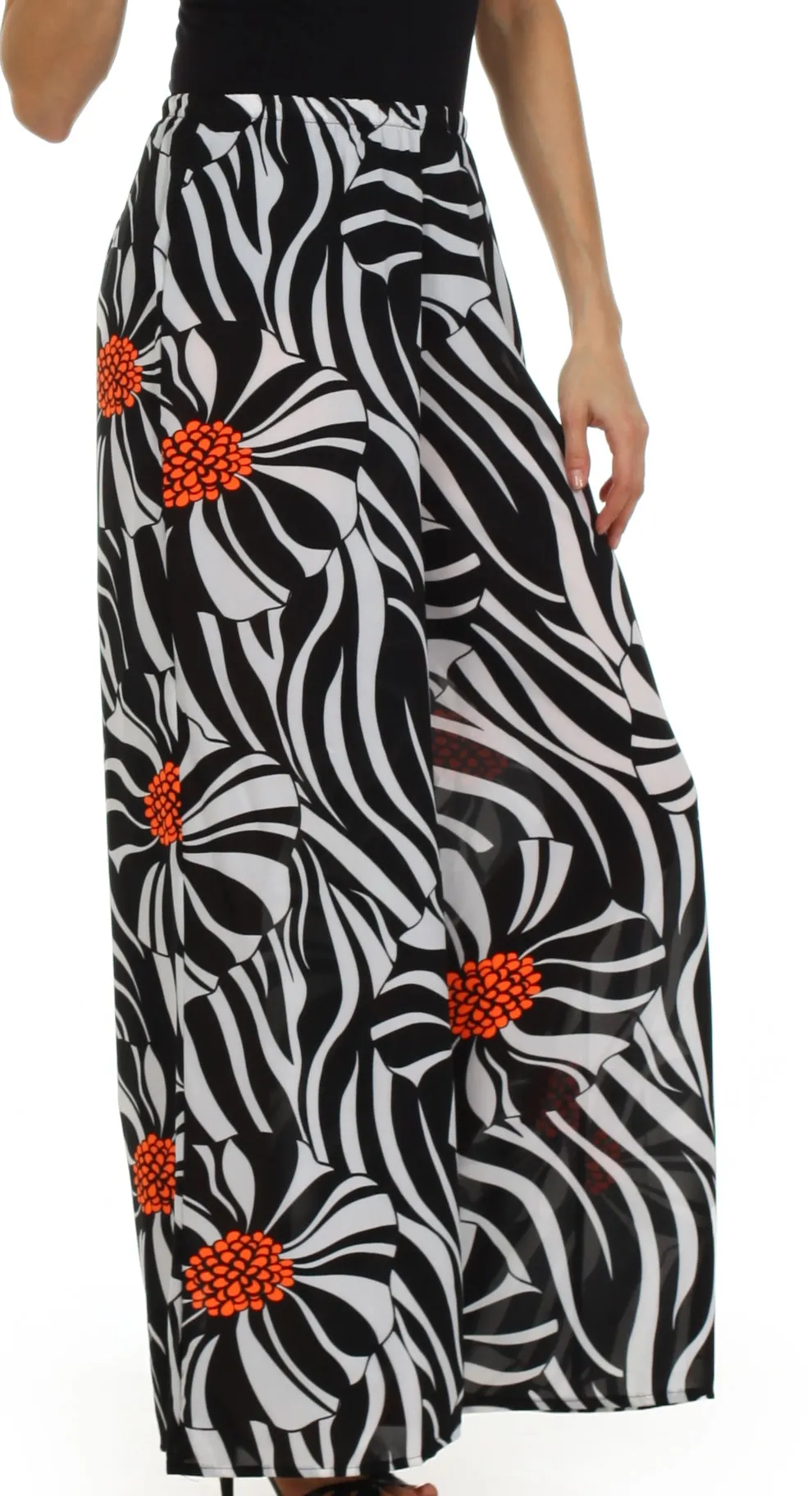 Sakkas Patterned Chiffon Wide Leg Palazzo Pant