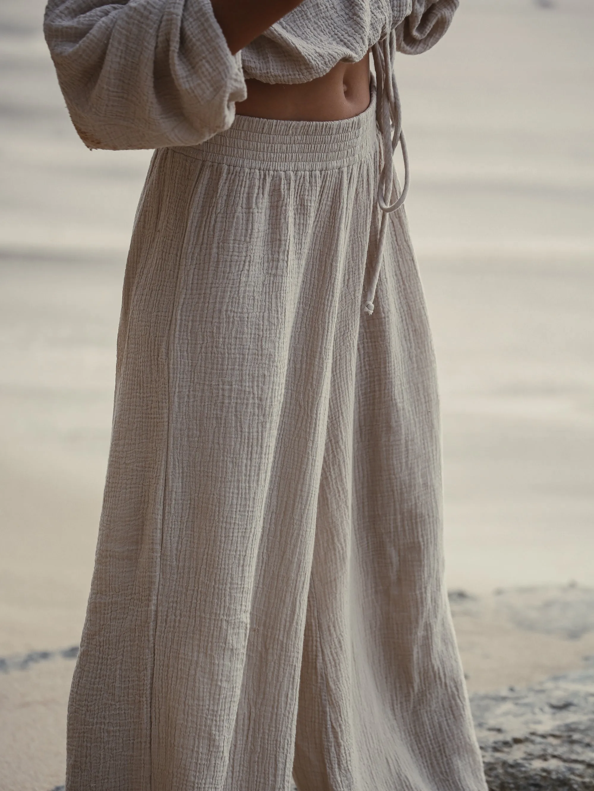 Skye Palazzo Pants - Oatmeal