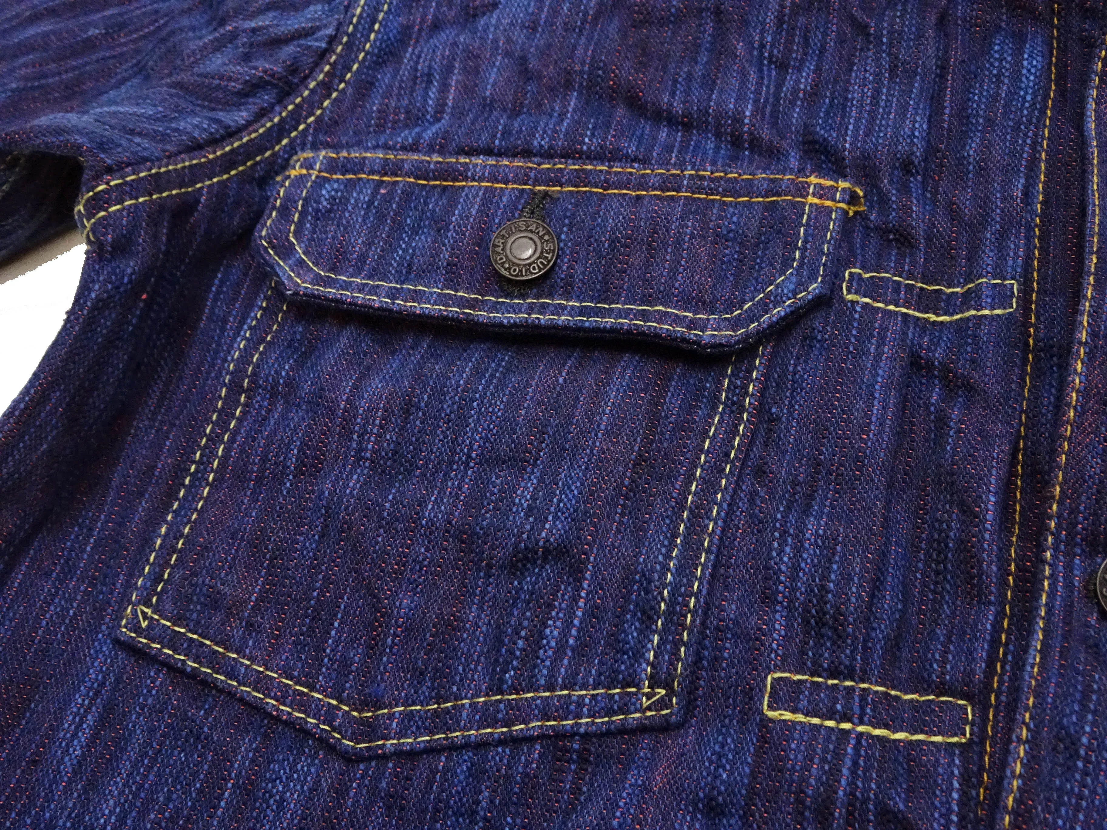 Studio D'artisan Denim Jacket Men's Type 2 Japanese Natural Indigo Dyed Awa Shoai Slub Denim Jean Jacket SP-088 One-Wash