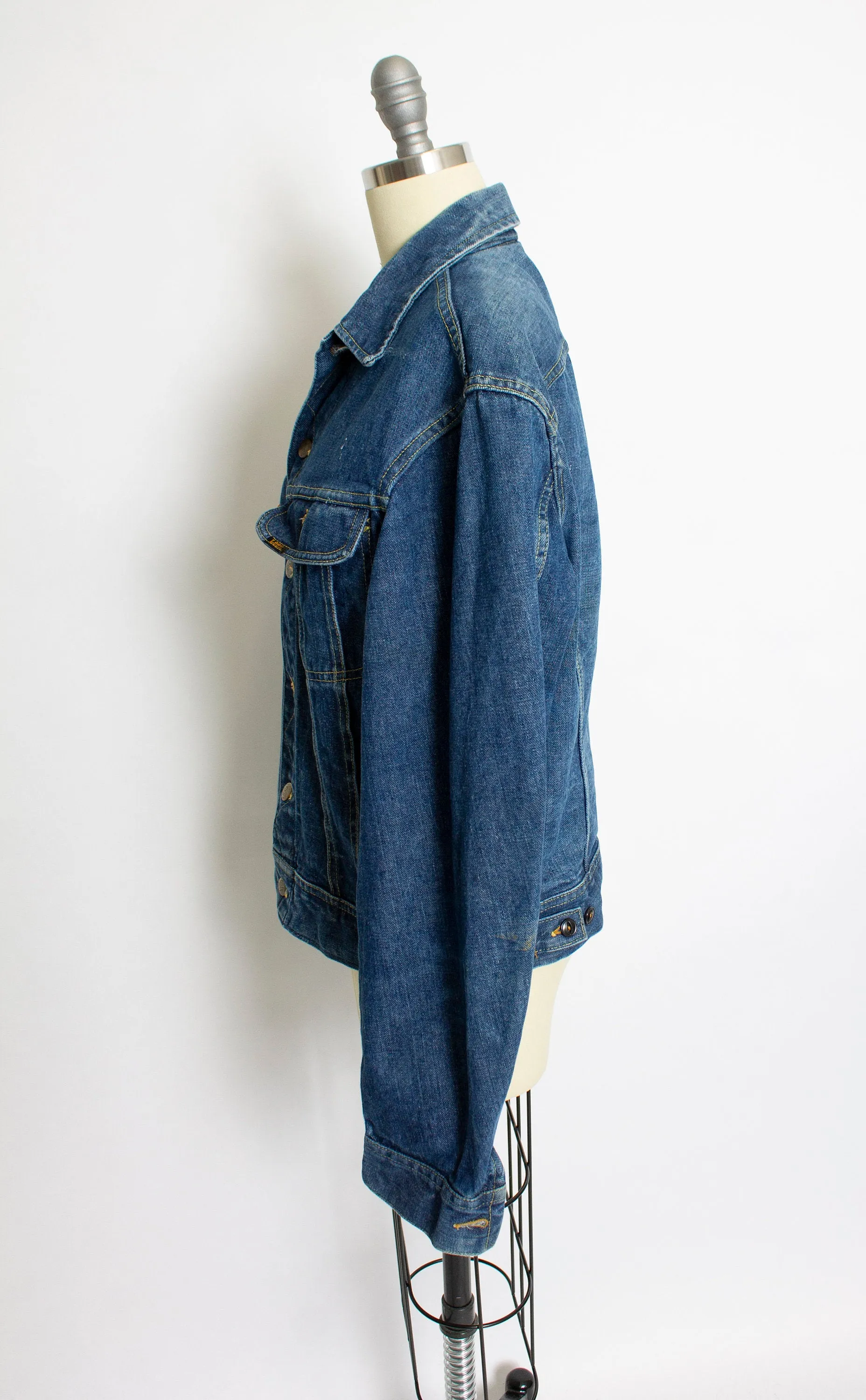 Vintage 1970s Denim Jacket Lee Rider Blue Cotton 70s Small Medium