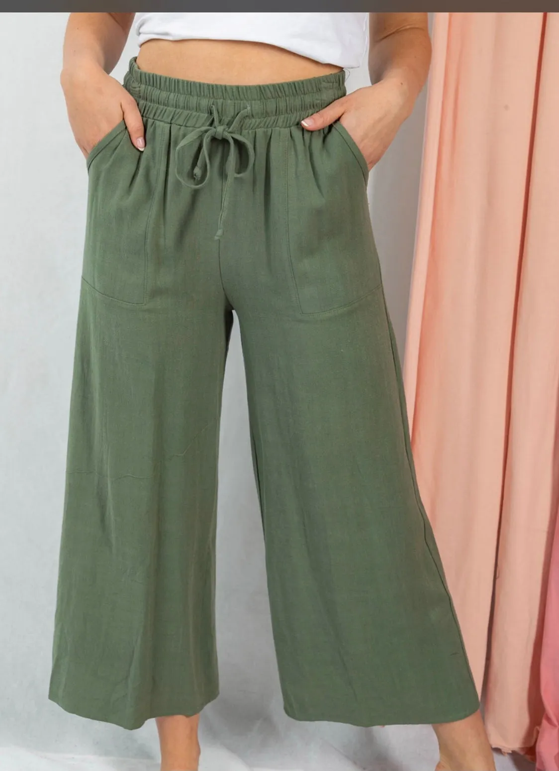 Woven linen palazzo pants