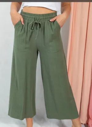 Woven linen palazzo pants