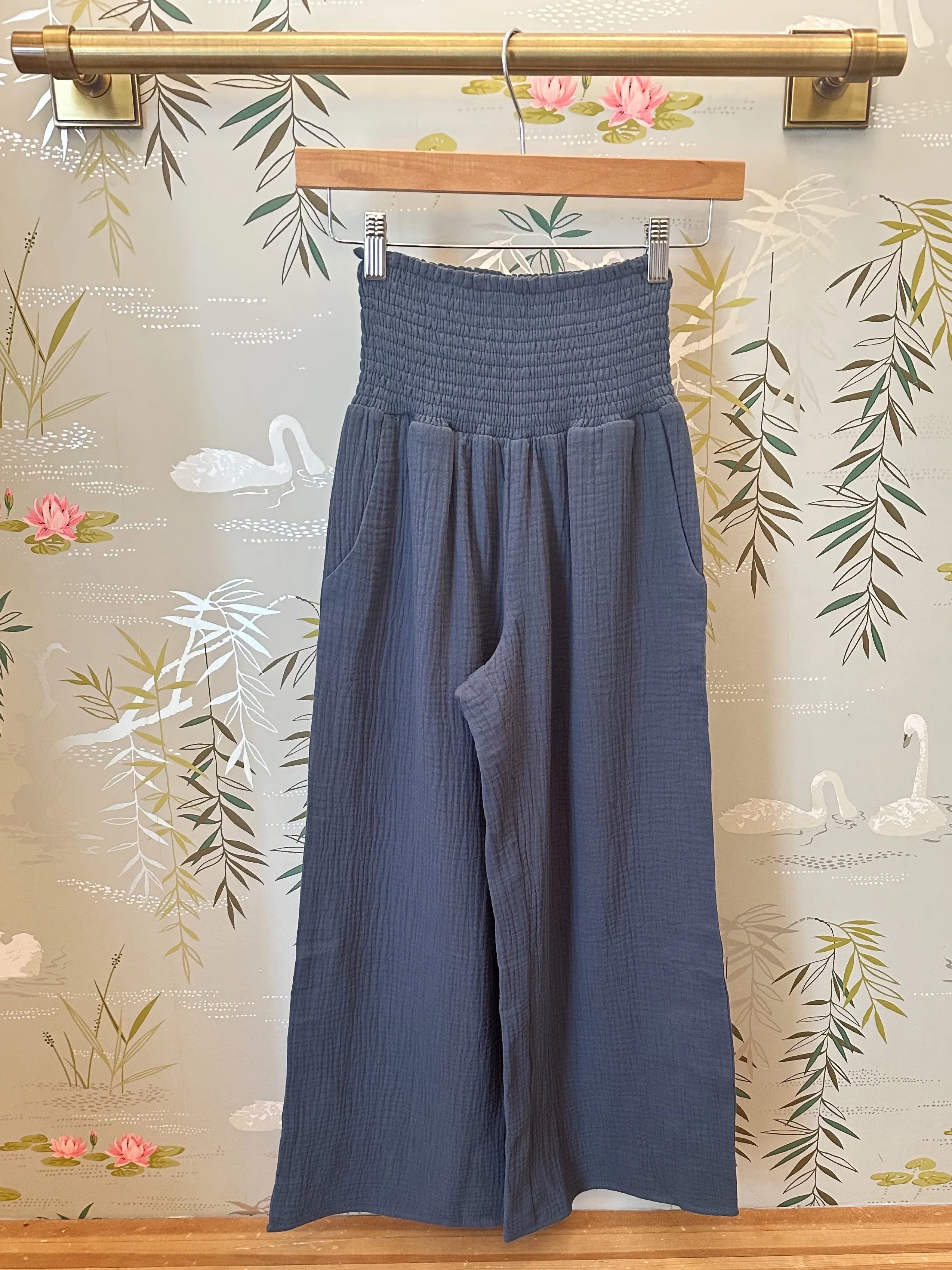 Zoe Smocked Pant- Pebble